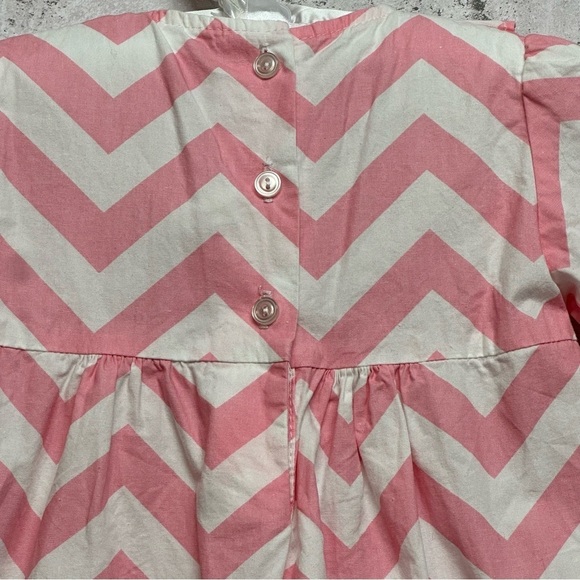 Southern Sunshine Kids 3T Pink White Chevron Ruffle Bell Sleeve Dress - Picture 5 of 8